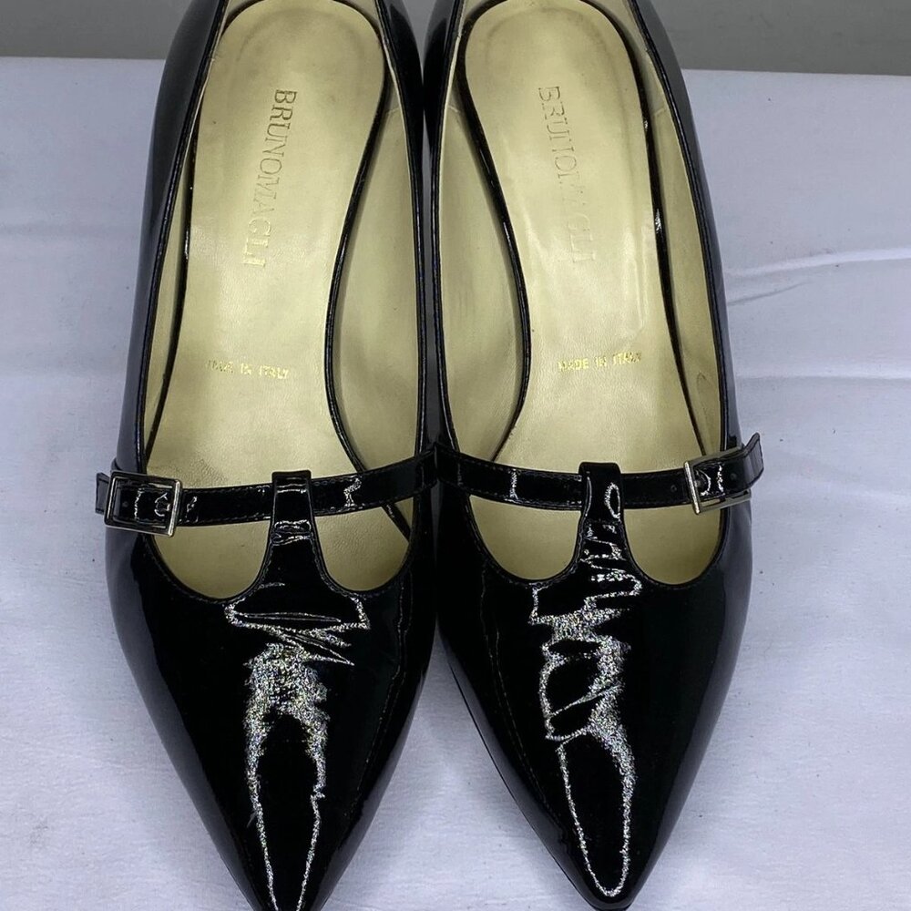 NEW BRUNO MAGLI Women’s Patent Leather Stiletto Pumps – Black – Size 9.5